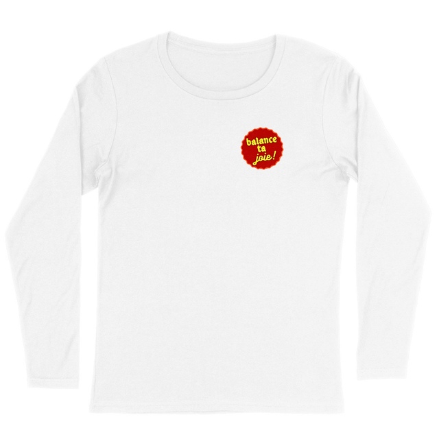 Balance ta joie ! motif au côté T-shirt écologique manches longues 2 coloris Singer - capsule bordeaux & jaune - Image