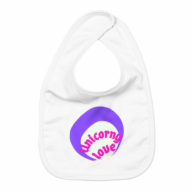 🦄 UNICORNY LOVE 🦄 💜 Bavoir bébé 100% coton biologique 3 coloris - Image