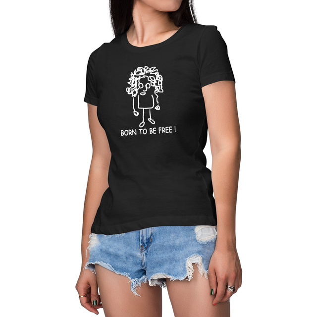 Born to be free !-vF-B/N-T-shirt Femme Epais