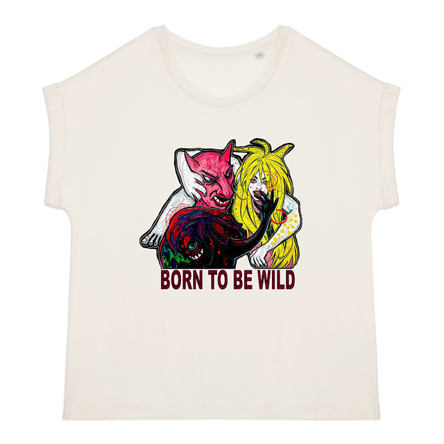 Born to be wild - T-shirt femme biologique manches à revers - Image