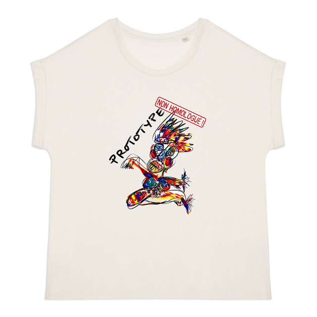 Prototype Non Homologué - T-shirt femme biologique manches à revers - Image