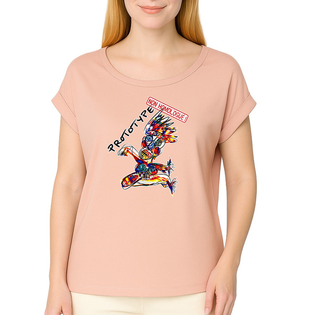 Prototype Non Homologué - T-shirt femme biologique manches à revers