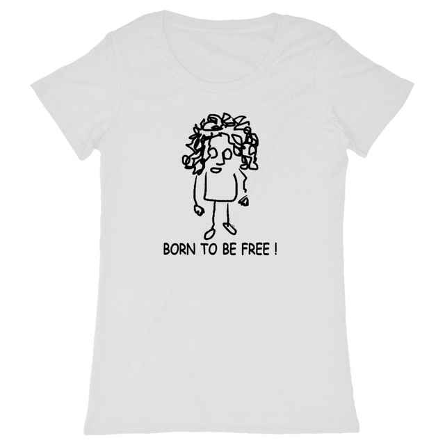 Born to be free-Fille-N/B-T-shirt Femme Epais - Image