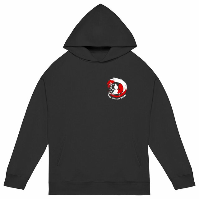 Image front Sweat noir à capuche Unisexe Oversized