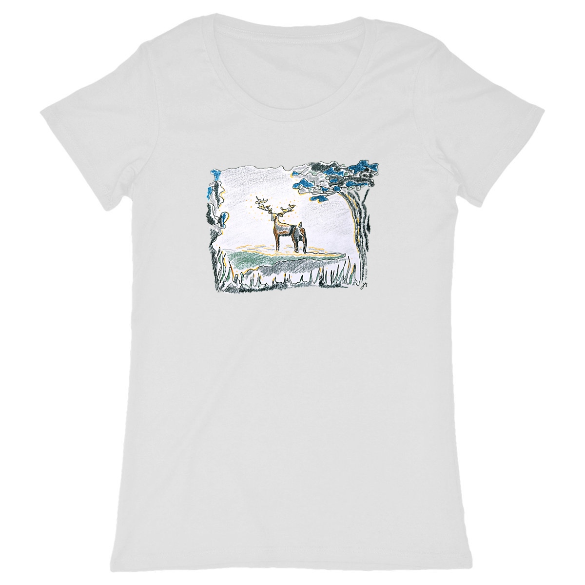 Image back Design by Jana - Women's classic t-shirt - Deer in the forest