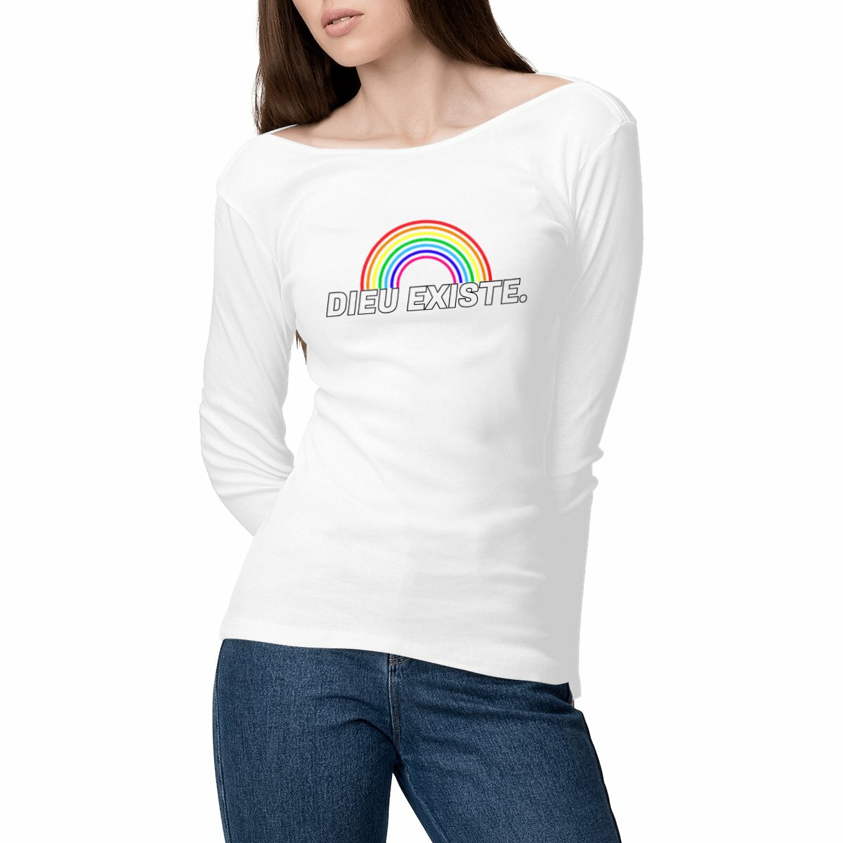 Image front T-shirt Femme manches longues "Arc de Dieu" - Blanc