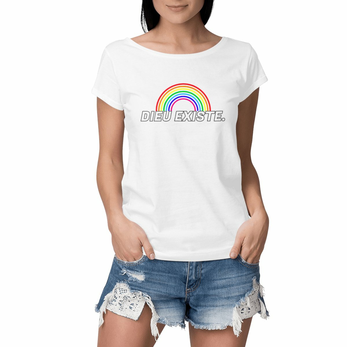 Image front T-shirt Femme "Arc de Dieu" flammé - Blanc