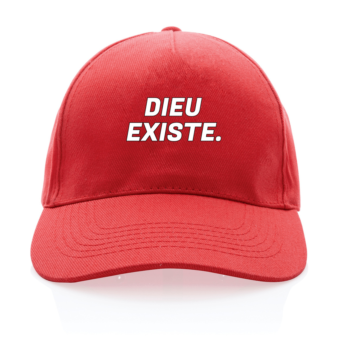 Image front Casquette "Dieu existe" 100% recyclée - Rouge