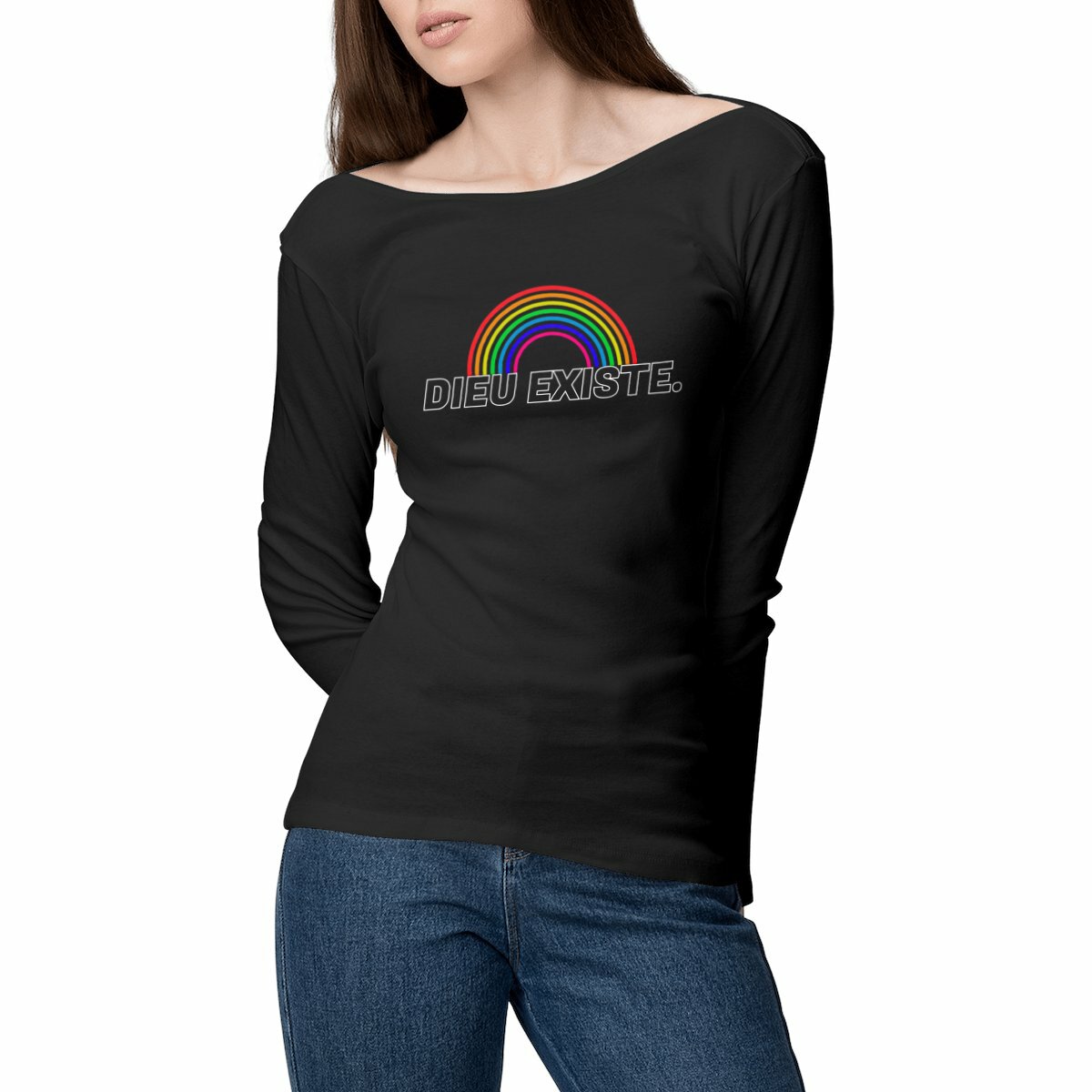 Image front T-shirt Femme manches longues "Arc de Dieu" - Noir