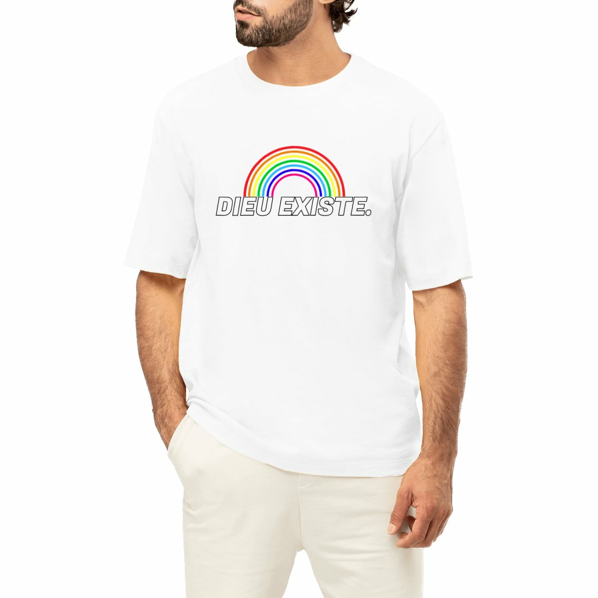 Image front T-shirt Oversized "Arc de Dieu" - Blanc