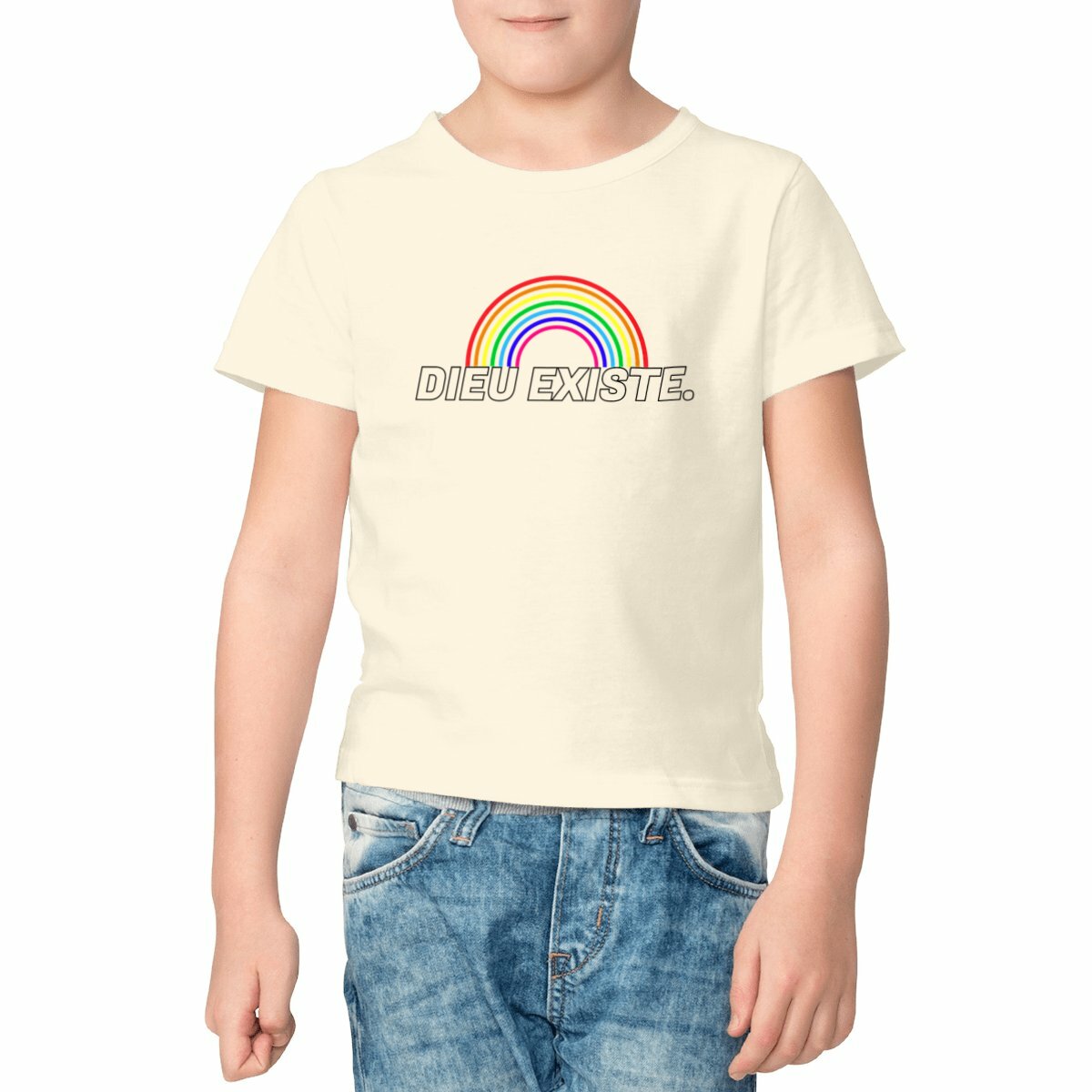 Image front T-shirt Enfant Unisex "Arc de Dieu" - Jaune coton (naturel)