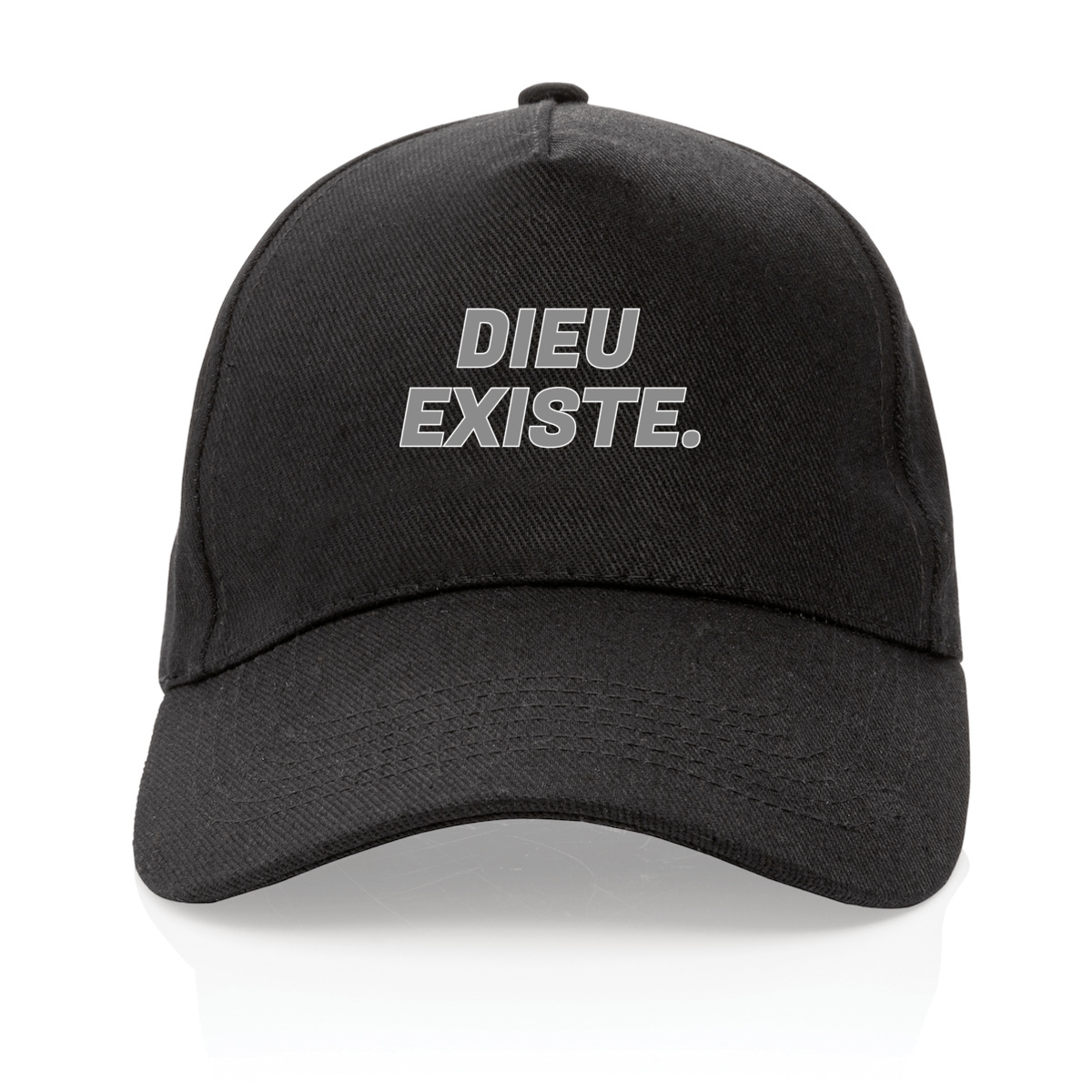 Image front Casquette "Dieu existe" 100% recyclée - Noire