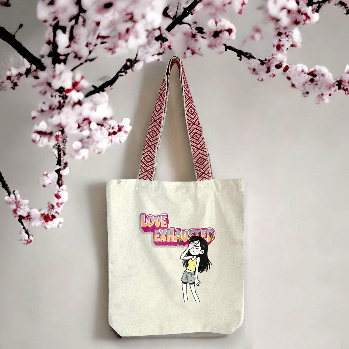Love Exhausted Ethnic Tote Bag | Eco-Friendly Statement Bag
