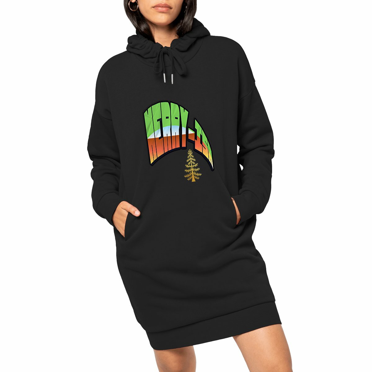 Merry-ish Women’s Hoodie Dress | Holiday Graphic Hoodie | Kesef Artisan
