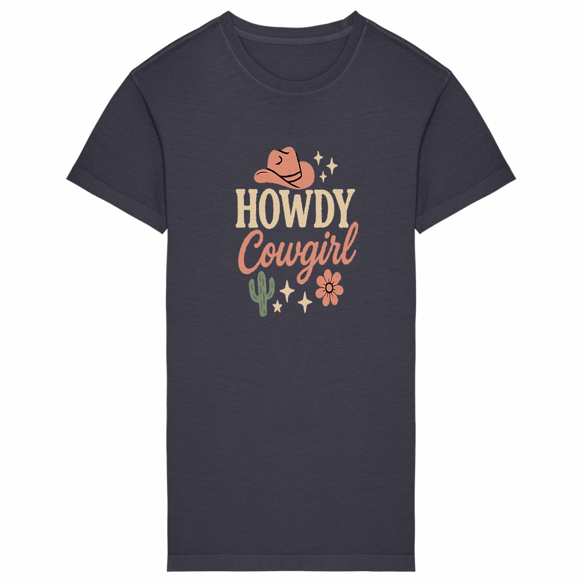 Women's Vintage T-shirt Dress-Howdy Cowgirl - Image