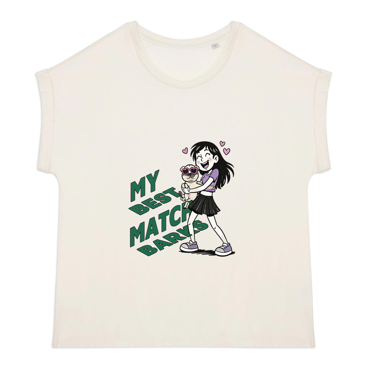 Women's organic t-shirt with cuffed sleeves|My Best Match Barks - Image