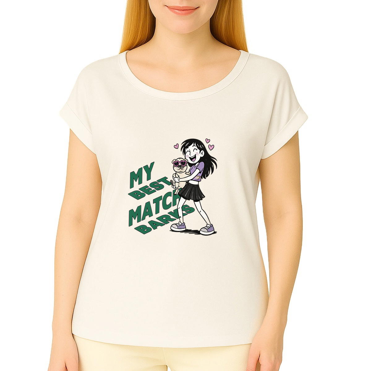 Women's organic t-shirt with cuffed sleeves|My Best Match Barks