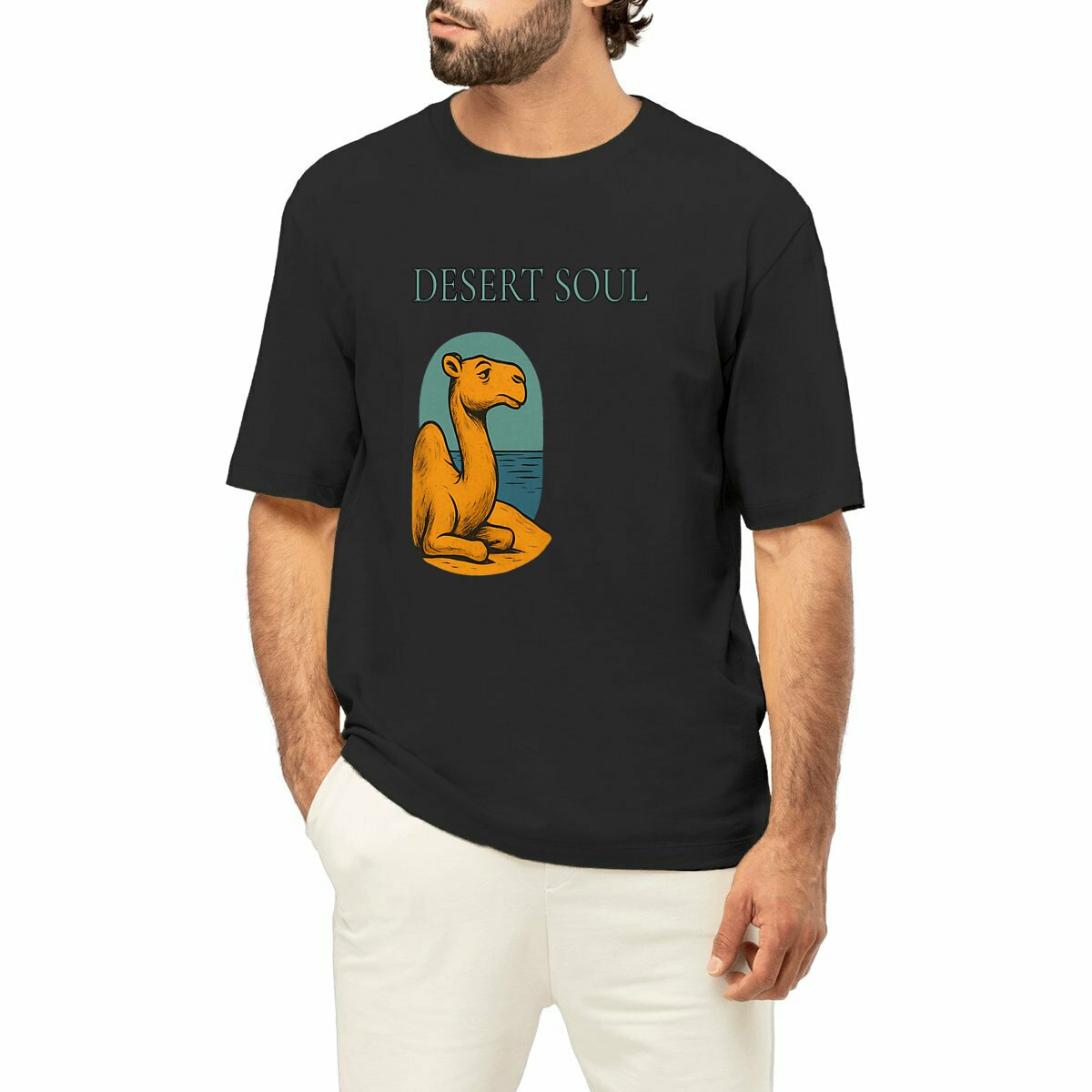 Desert Soul Oversized T-Shirt | Minimalist Camel Aesthetic – Kesef Artisan