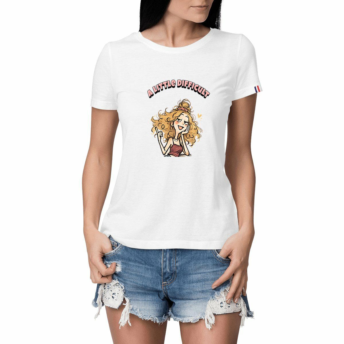 A Little Difficult Doodle Girl Tee