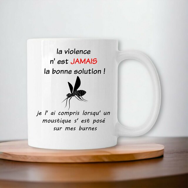 Image front HUMOUR MOUSTIQUE STOP A LA VIOLENCE CADEAU