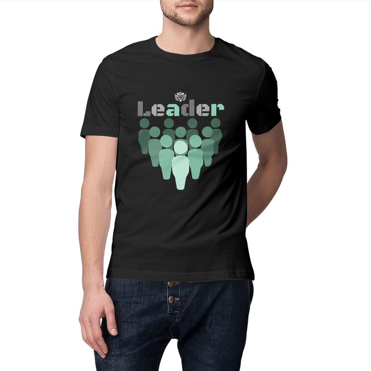 Image front T-Shirt Noir "Leader" 100% coton BIO
