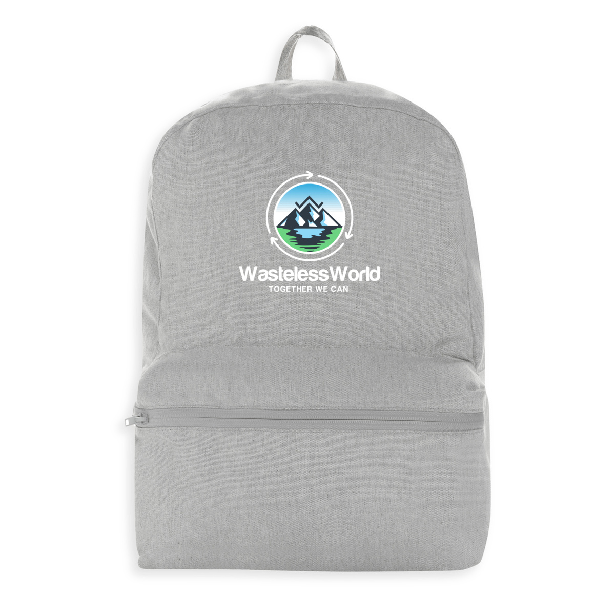 Image front 100% recycled backpack classic logo white