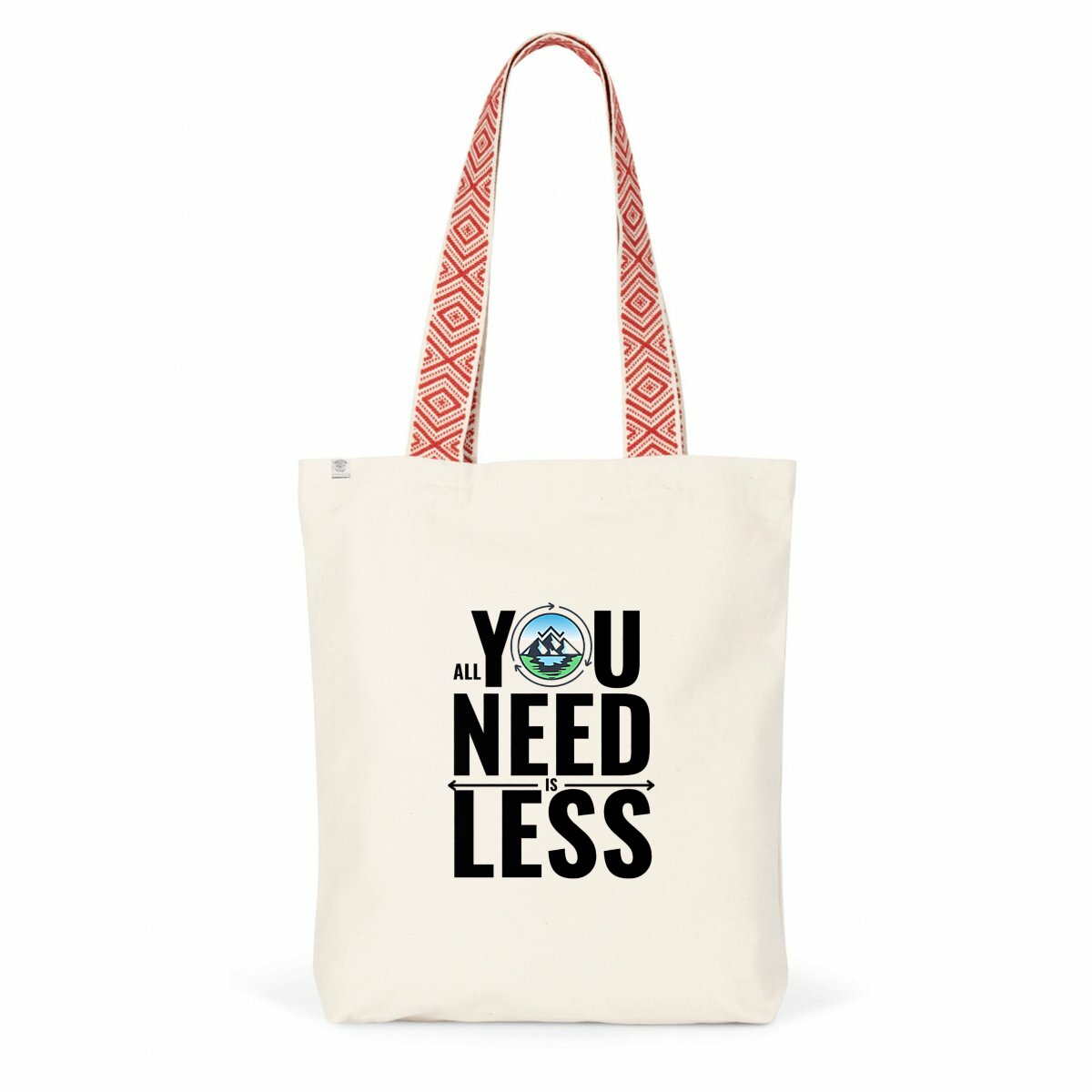 Image back 100% recycled totebag, All You Need Is Less