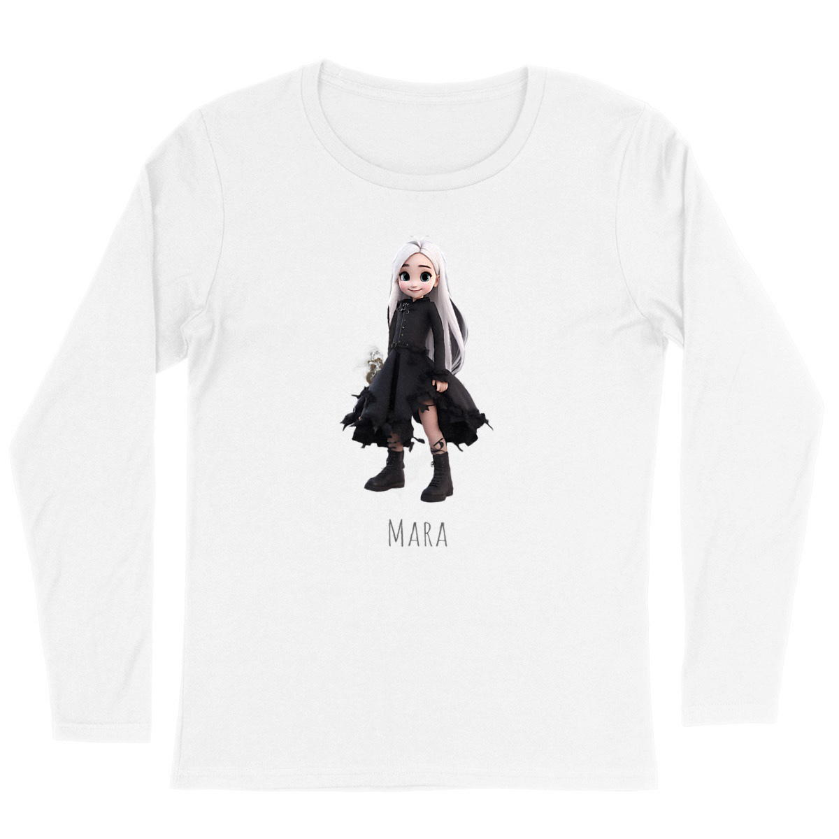 Image back Camiseta manga larga, color balnco o negro. Mara.