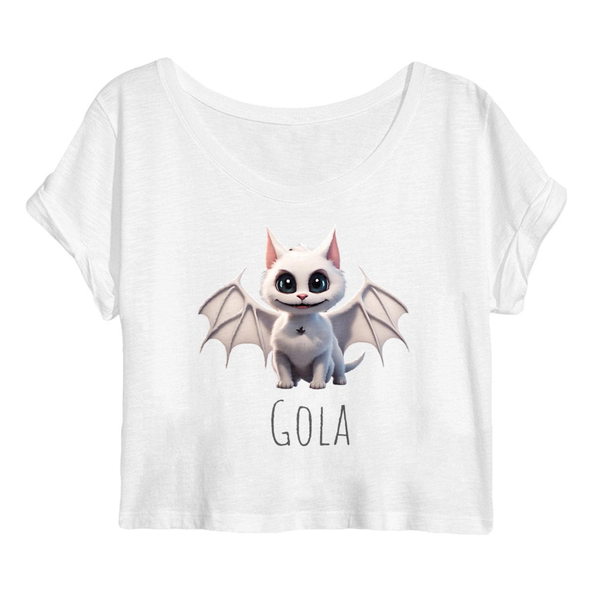 Image back Camiseta short, color blanco. Personaje, Gola.