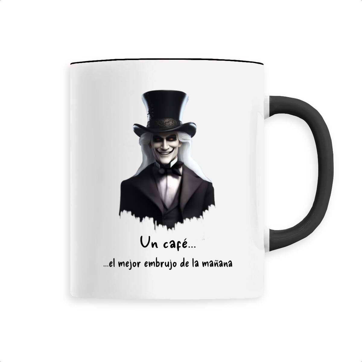 Image back Taza de cerámica, color blanco, blanco y negro. El Gran Brujo.