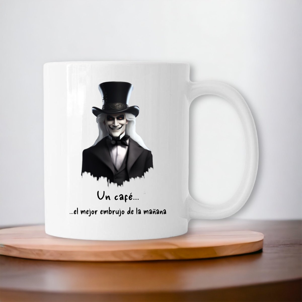 Image front Taza de cerámica, color blanco, blanco y negro. El Gran Brujo.