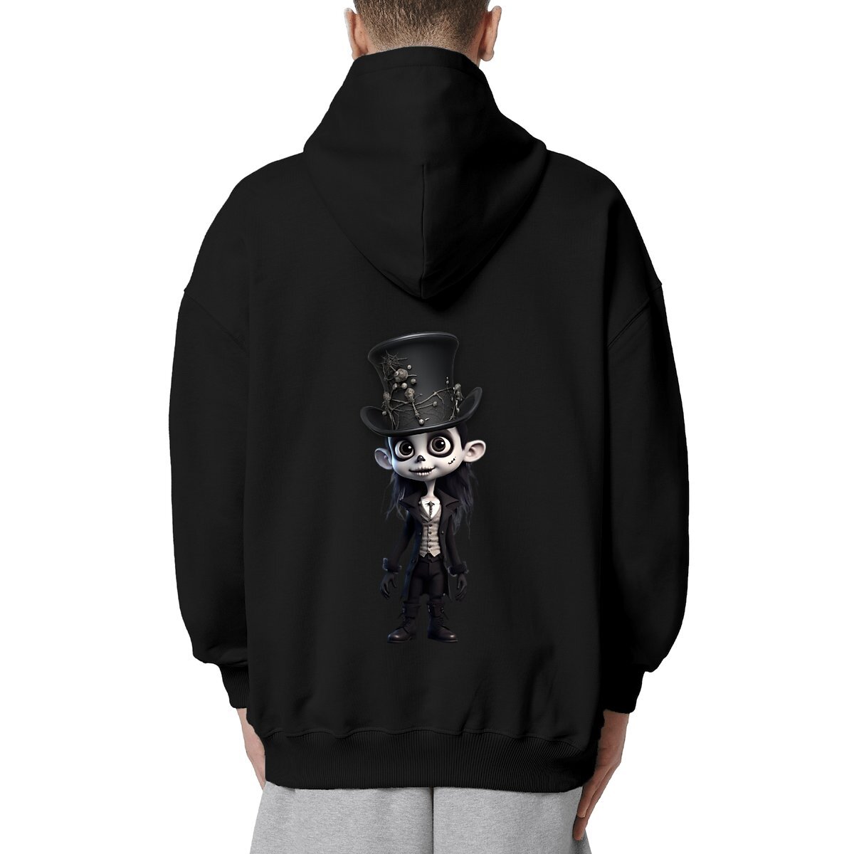 Image front Sudadera negra con capucha. Personaje Pogo.