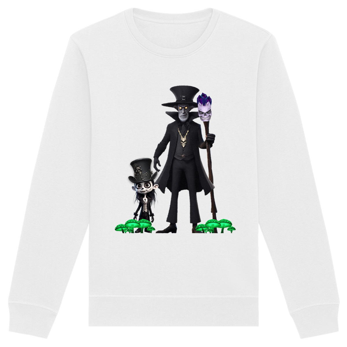 Image front White long sleeve sweatshirt, Ezra and Pogo