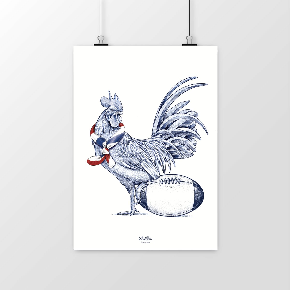 Image front French Coq Rugby Bleu