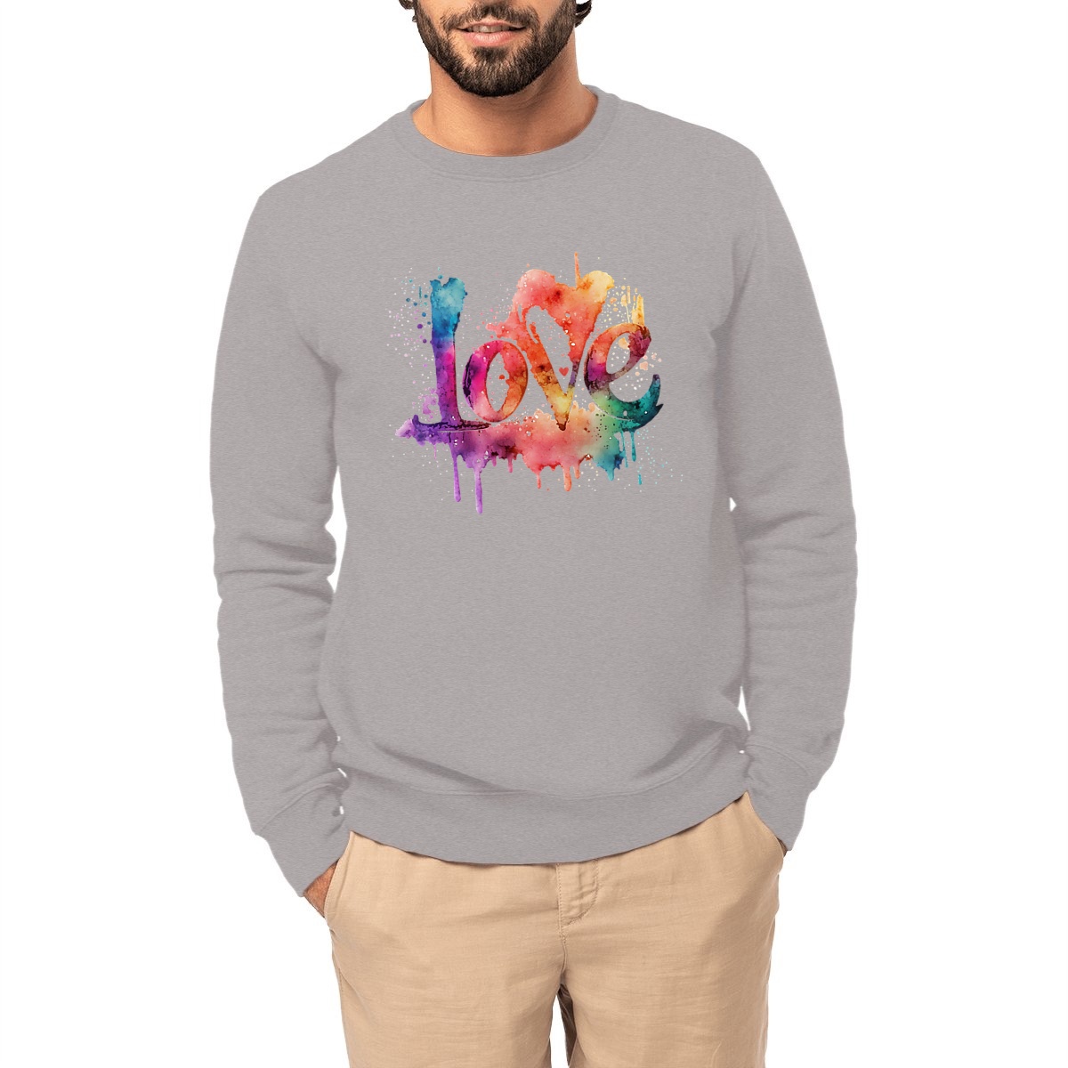 Image front Sweat-shirt Épais Unisexe - Love Aquarelle