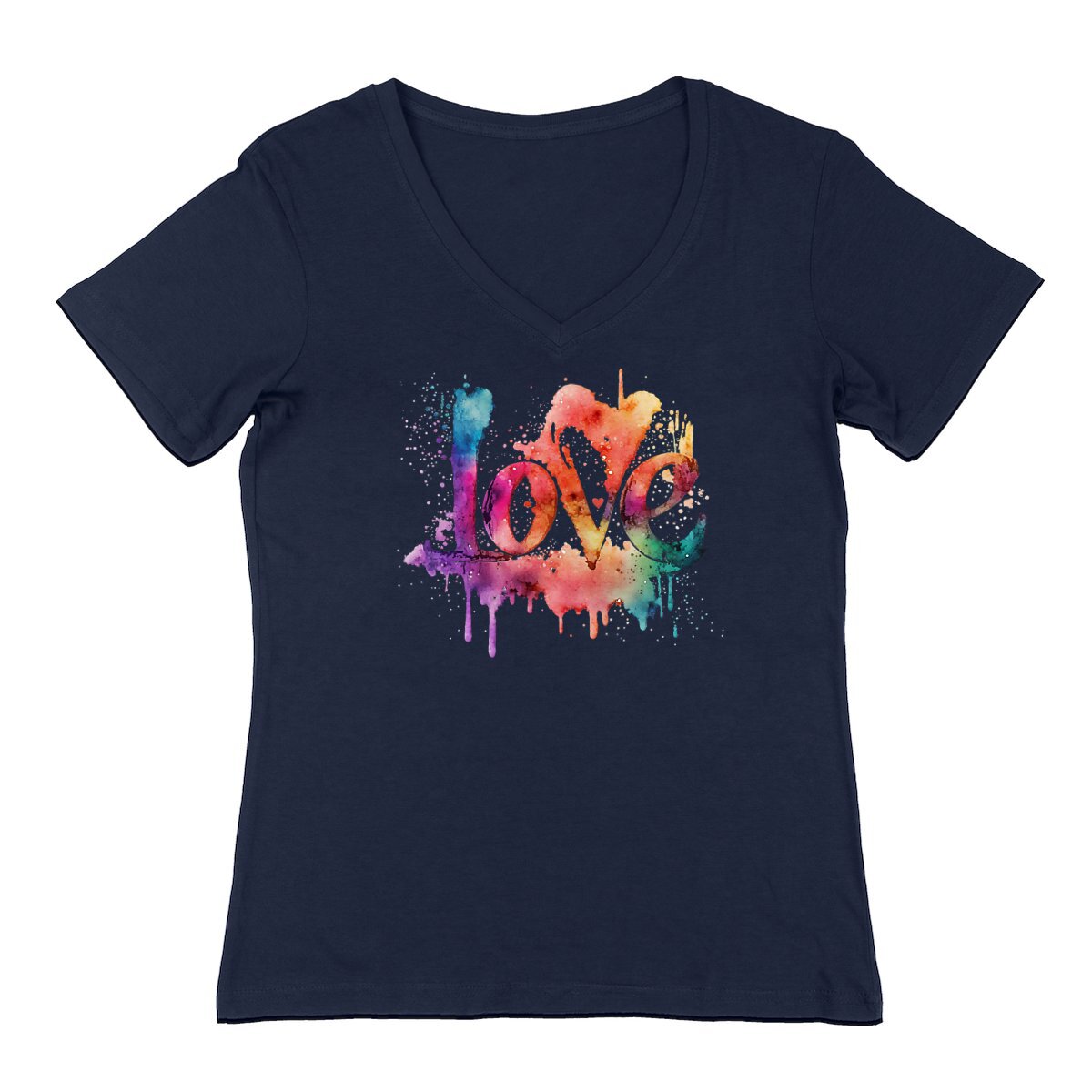 Image back T-Shirt Femme Col V - Amour Aquarelle