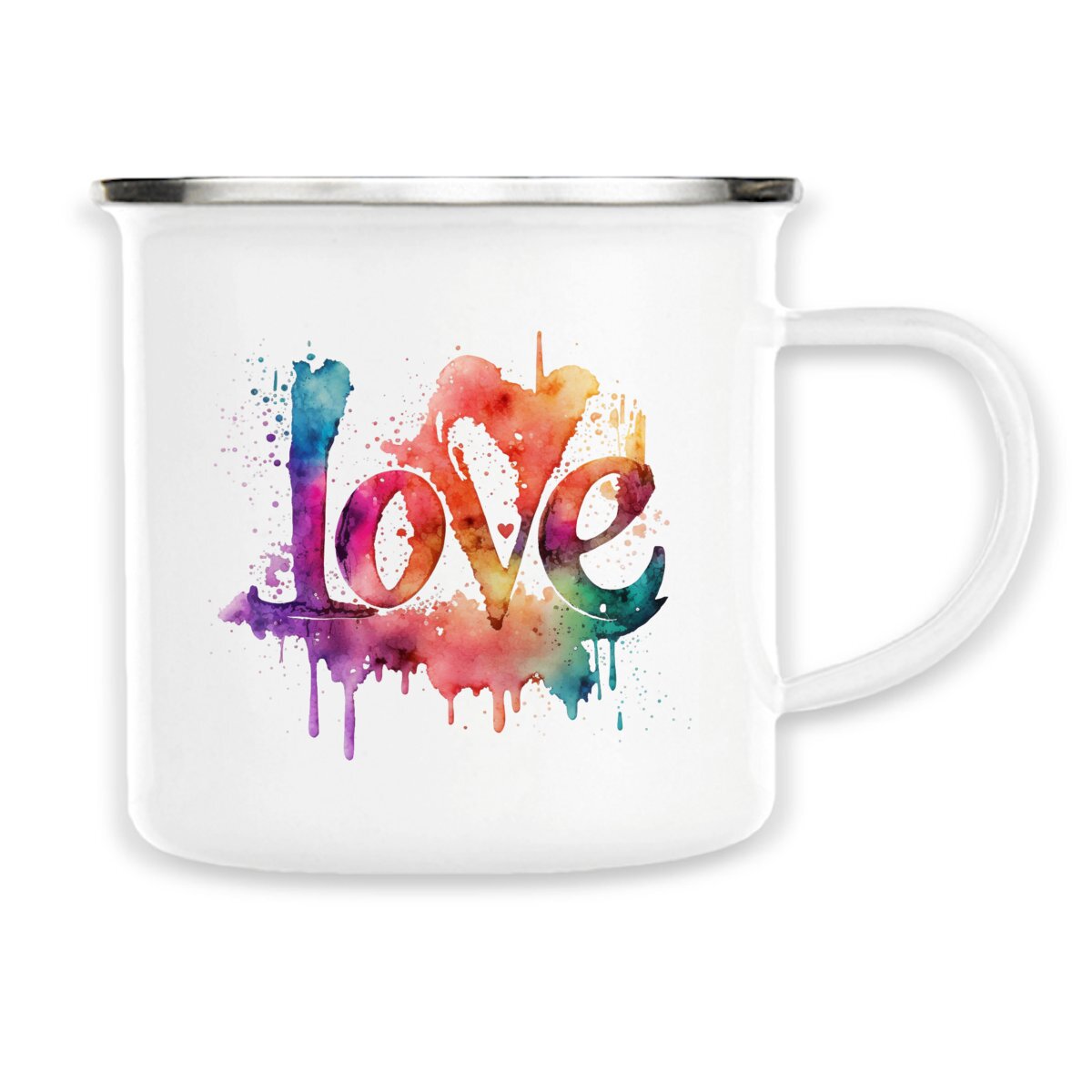 Image back Mug Métal Émaillé Love Aquarelle