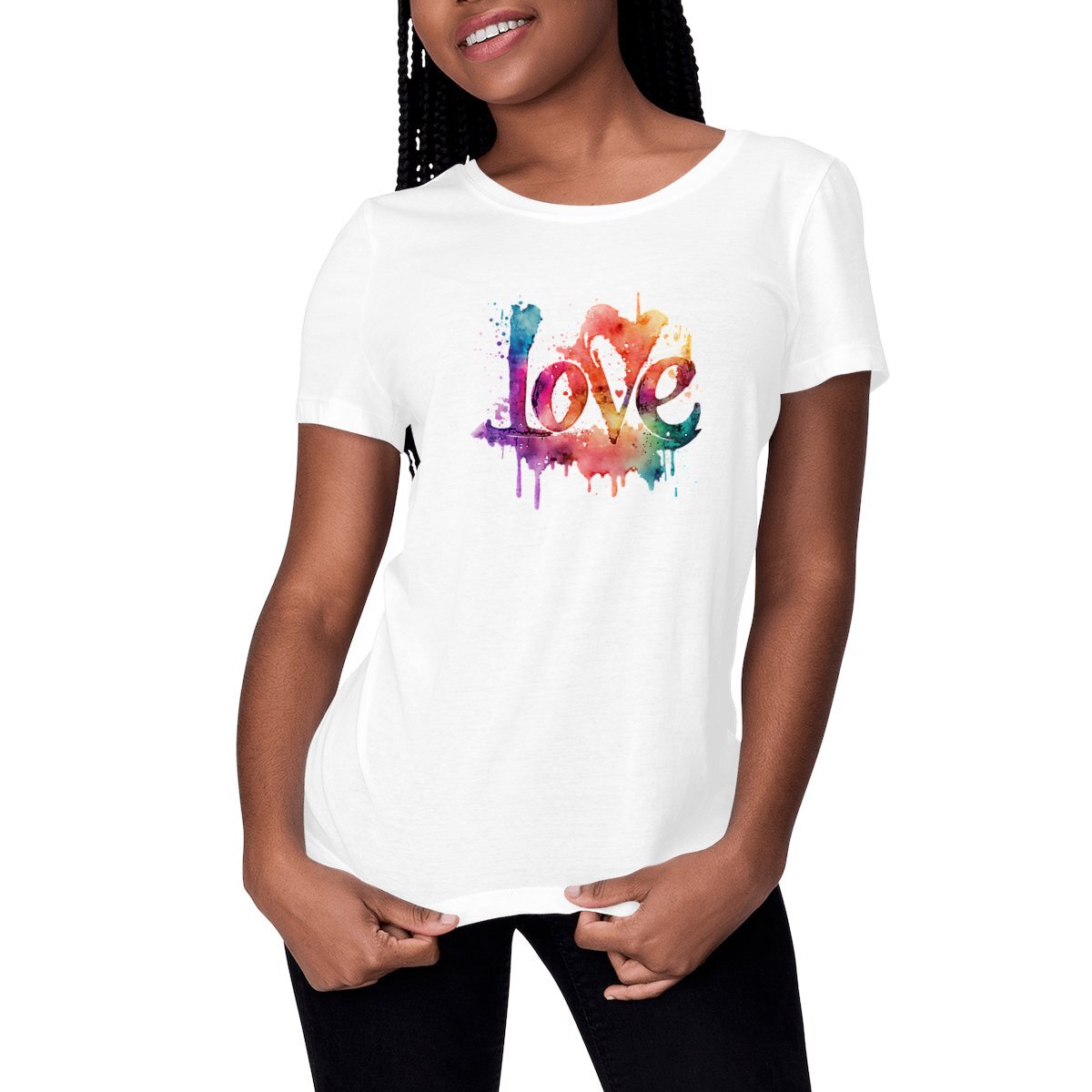 Image front T-shirt Femme Premium - Amour Aquarelle