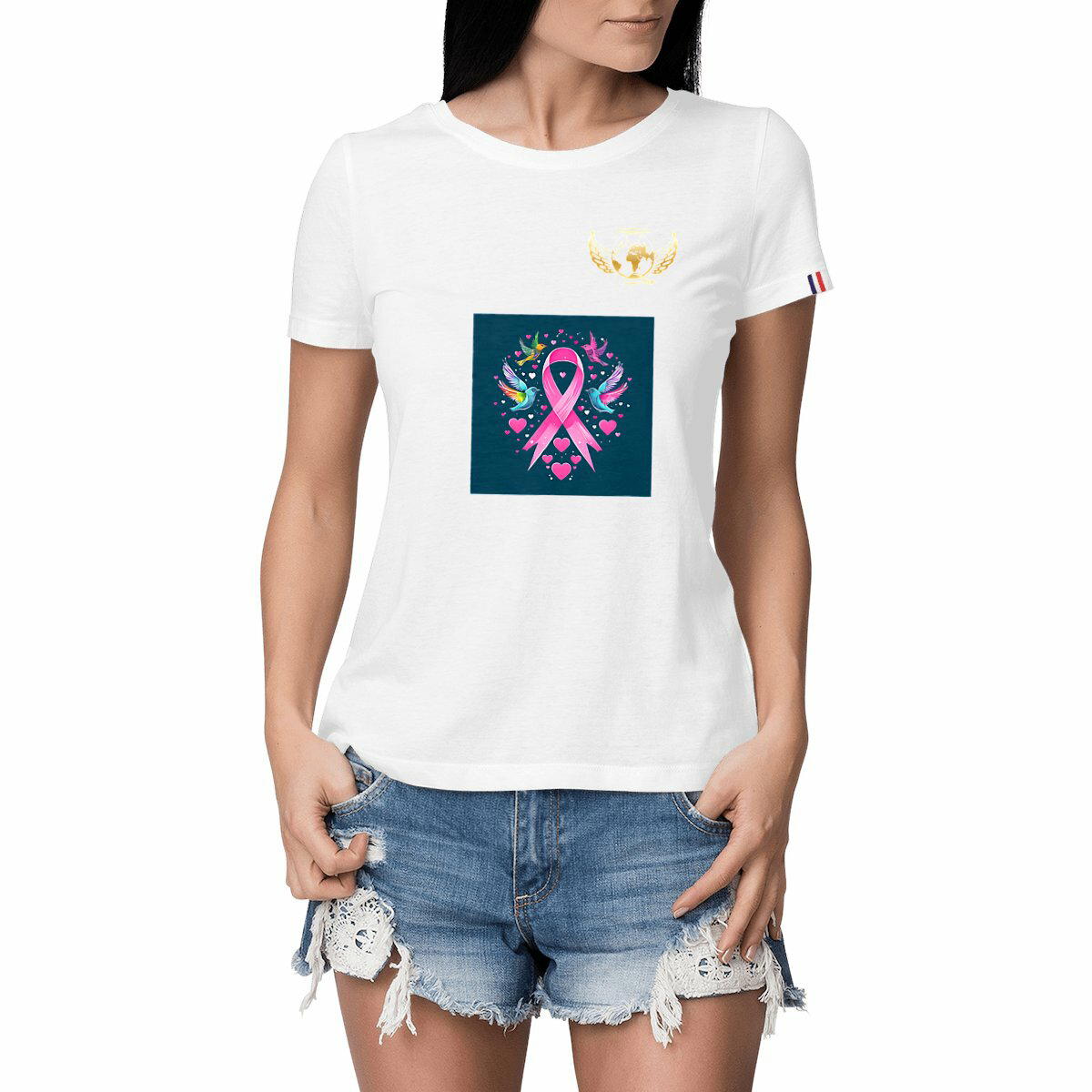 Image front T Shirt Femme Made In France AGT Premium + - Octobre Rose