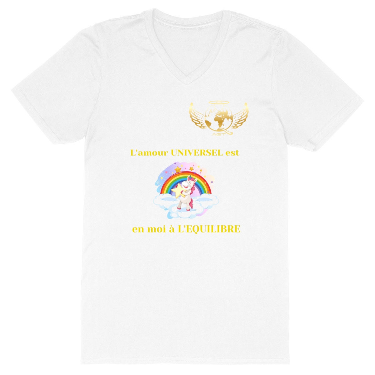 Image back T Shirt Homme Col V AGT licorne - édition limitée Autisme