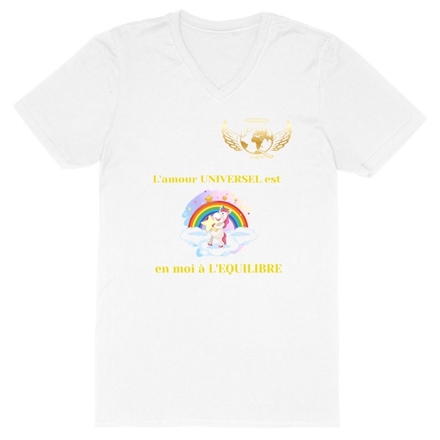 Image back T Shirt Homme Col V AGT licorne - édition limitée Autisme