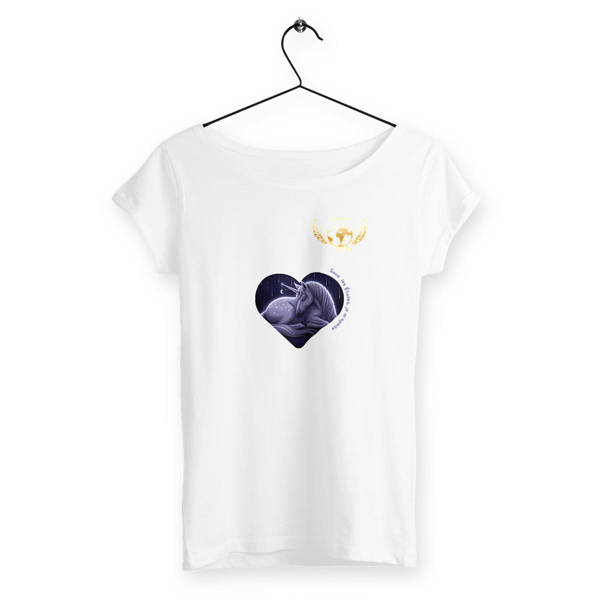 Image back T Shirt femme AGT Licorne Nuit Paisibible - édition limitée AUTISME
