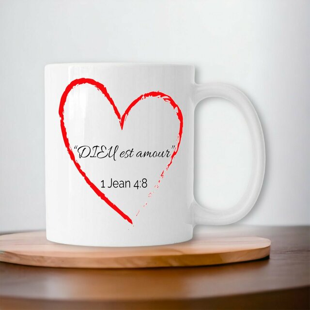 Image front Mug chrétien – « Dieu est amour » | 1 Jean 4:8