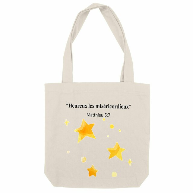 Image back Tote Bag chrétien – « Heureux les miséricordieux » | Matthieu 5:7