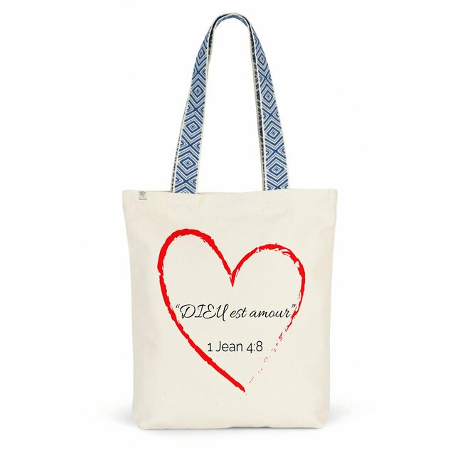 Image back Tote bag chrétien – « Dieu est amour » | 1 Jean 4:8