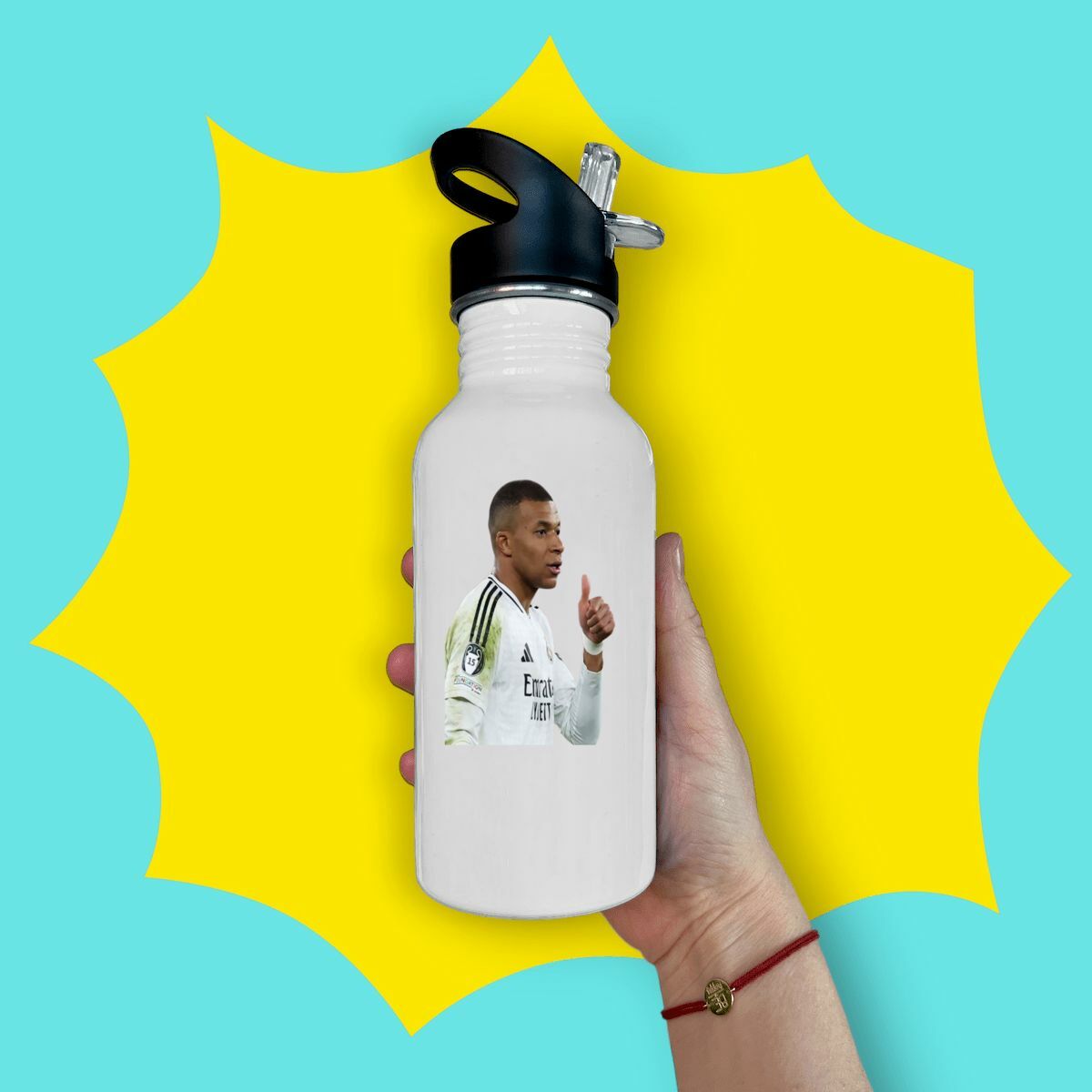 Image front Bouteille en inox avec paille