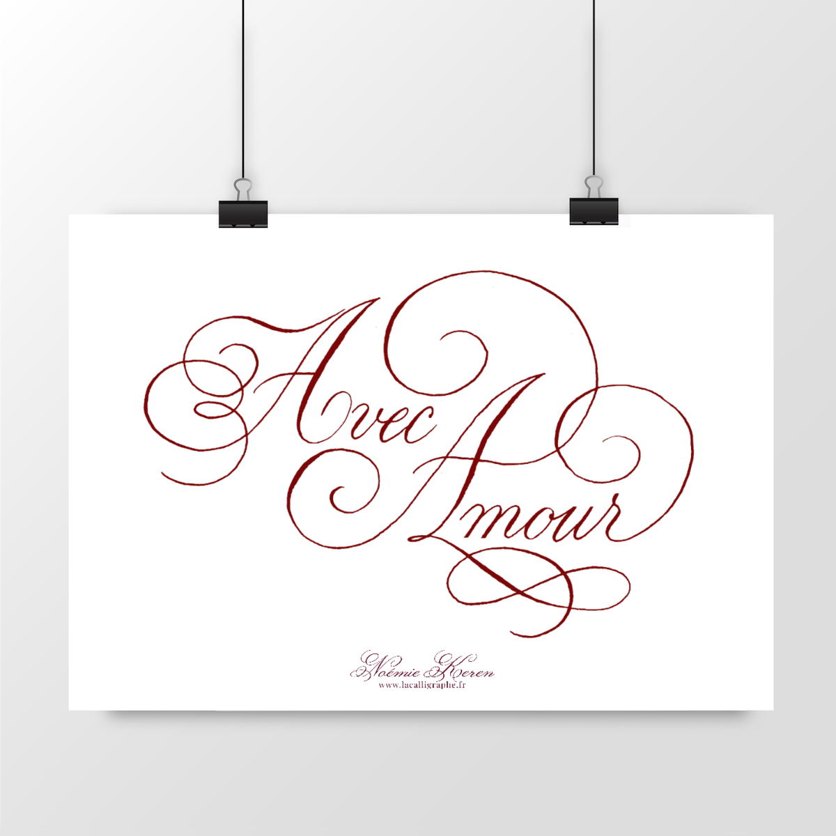 Affiche calligraphie "Avec Amour" - Image