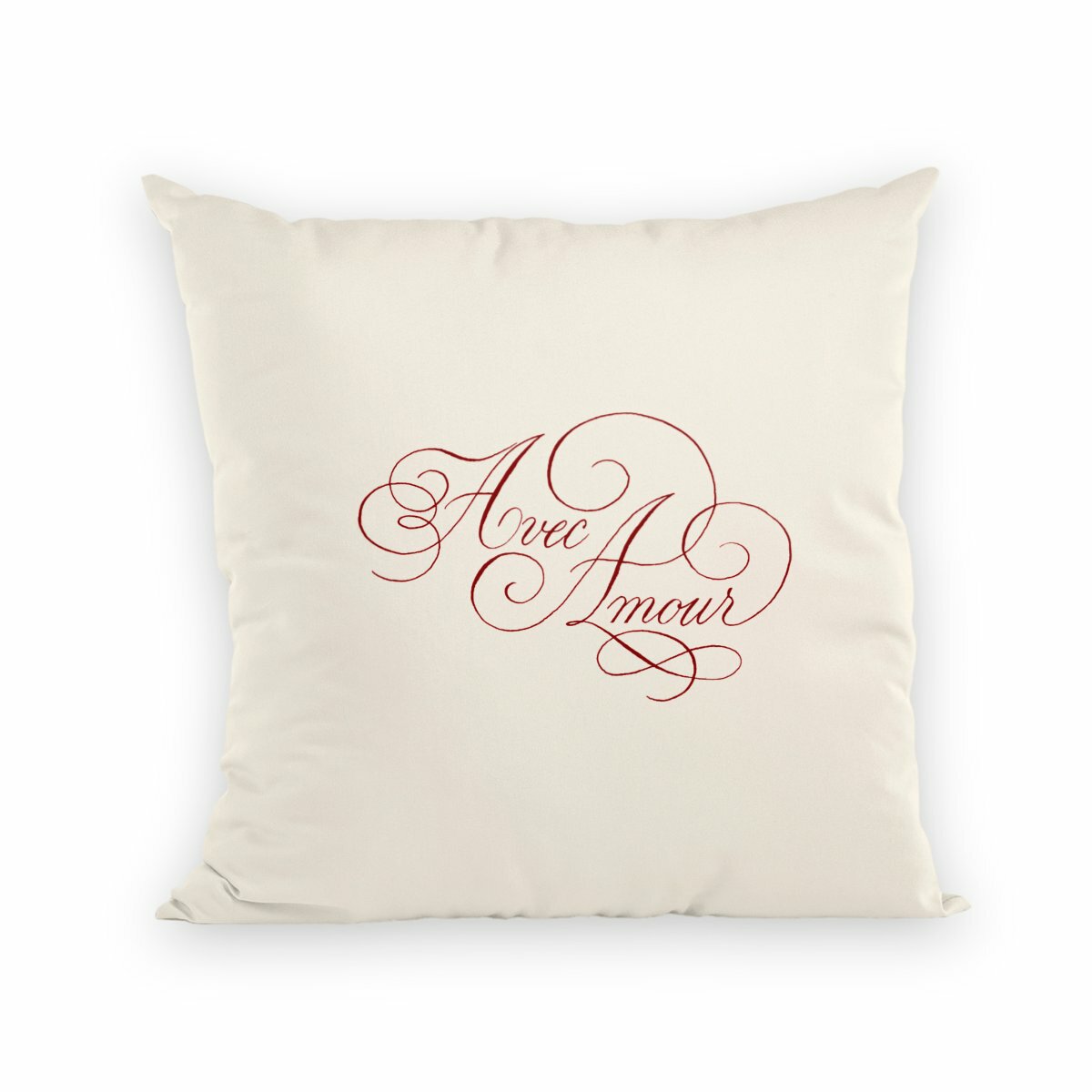 Coussin "Avec Amour" Calligraphie anglaise ornée