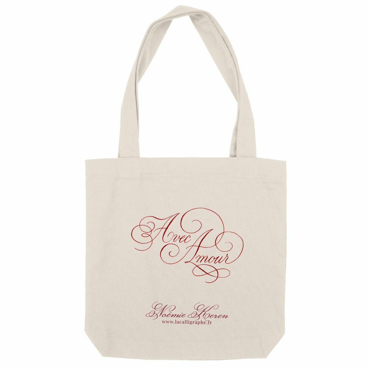 Sac Tote Bag épais Calligraphie "Avec Amour" - Image
