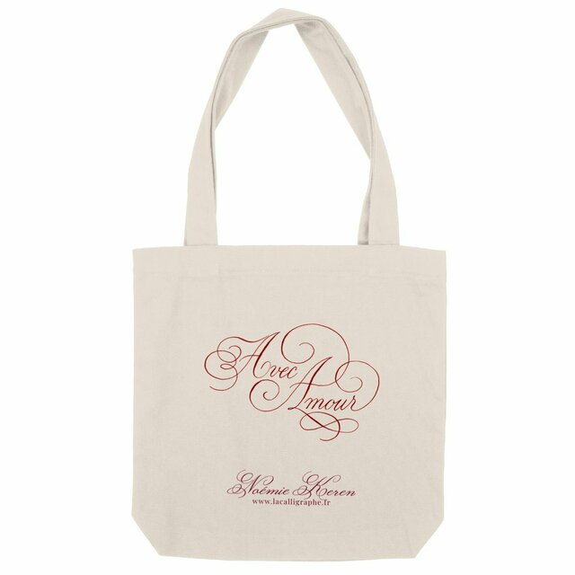 Sac Tote Bag épais Calligraphie "Avec Amour" - Image